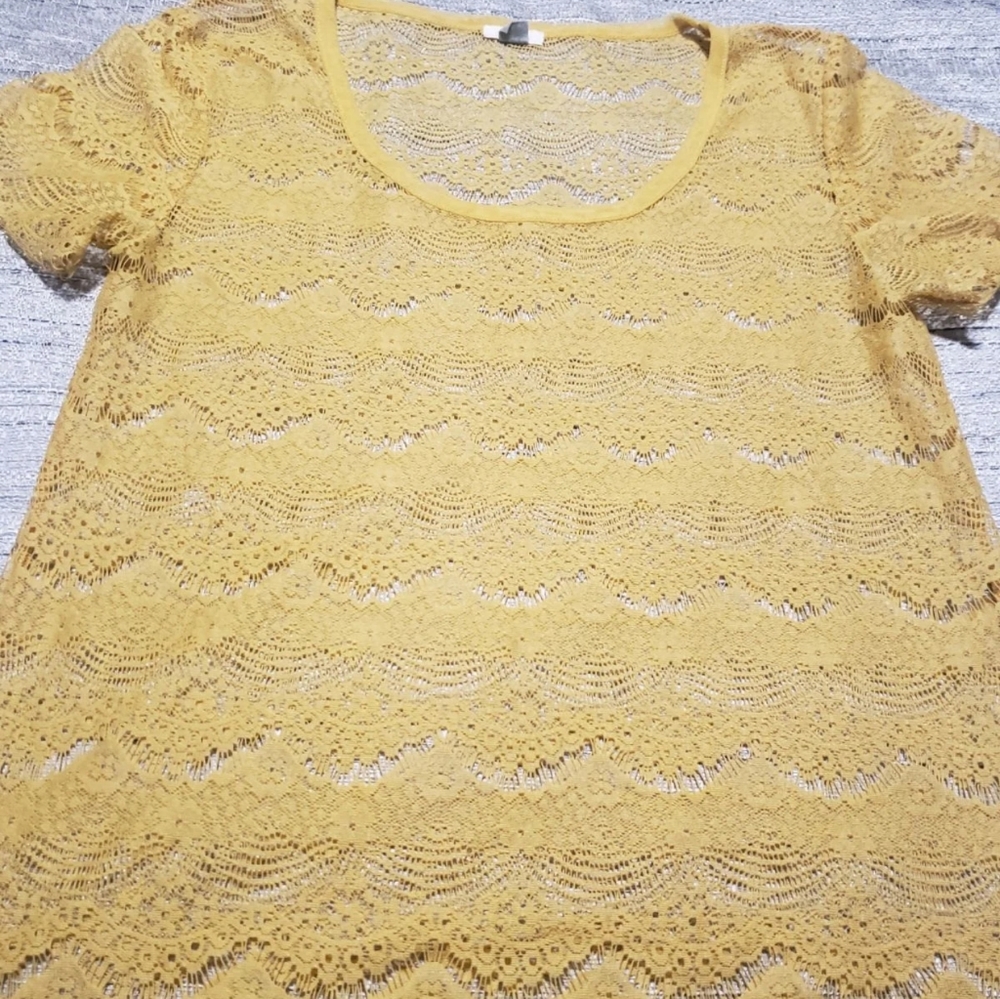 Fossil lace top mustard marigold yellow, XS